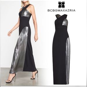 BCBGMaxAzria Metallic Crepe Evening Gown size 4